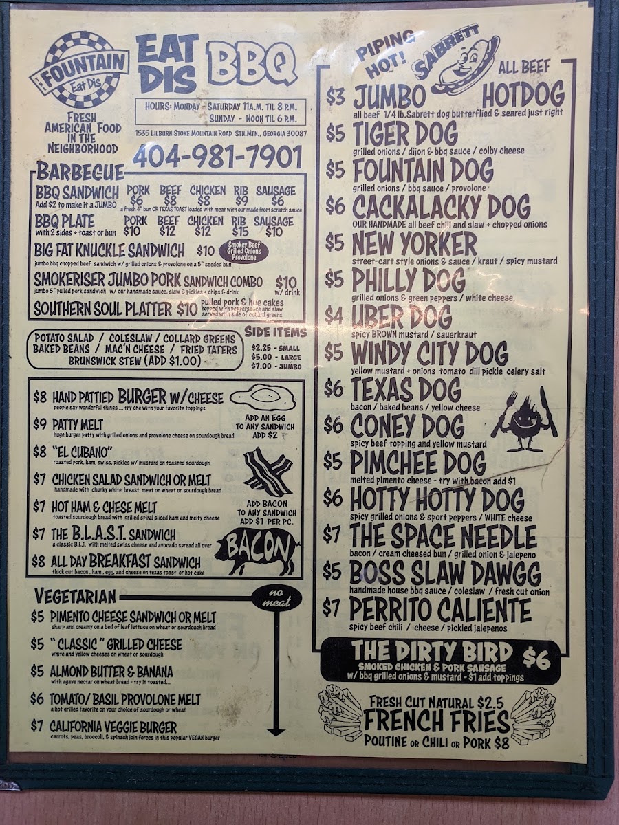 Peduncle - Eat Dis Food & Catering menu board