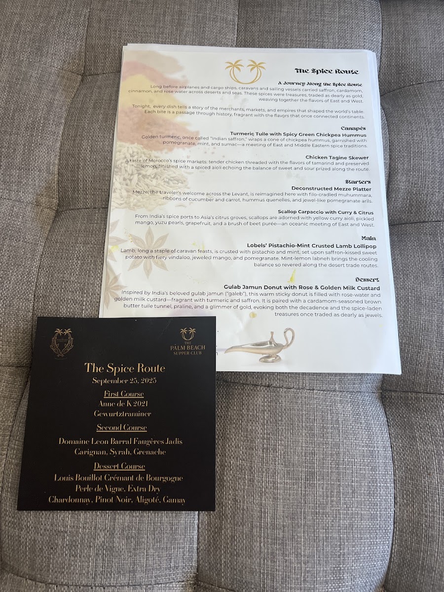 The Palm Beach Supper Club menu board