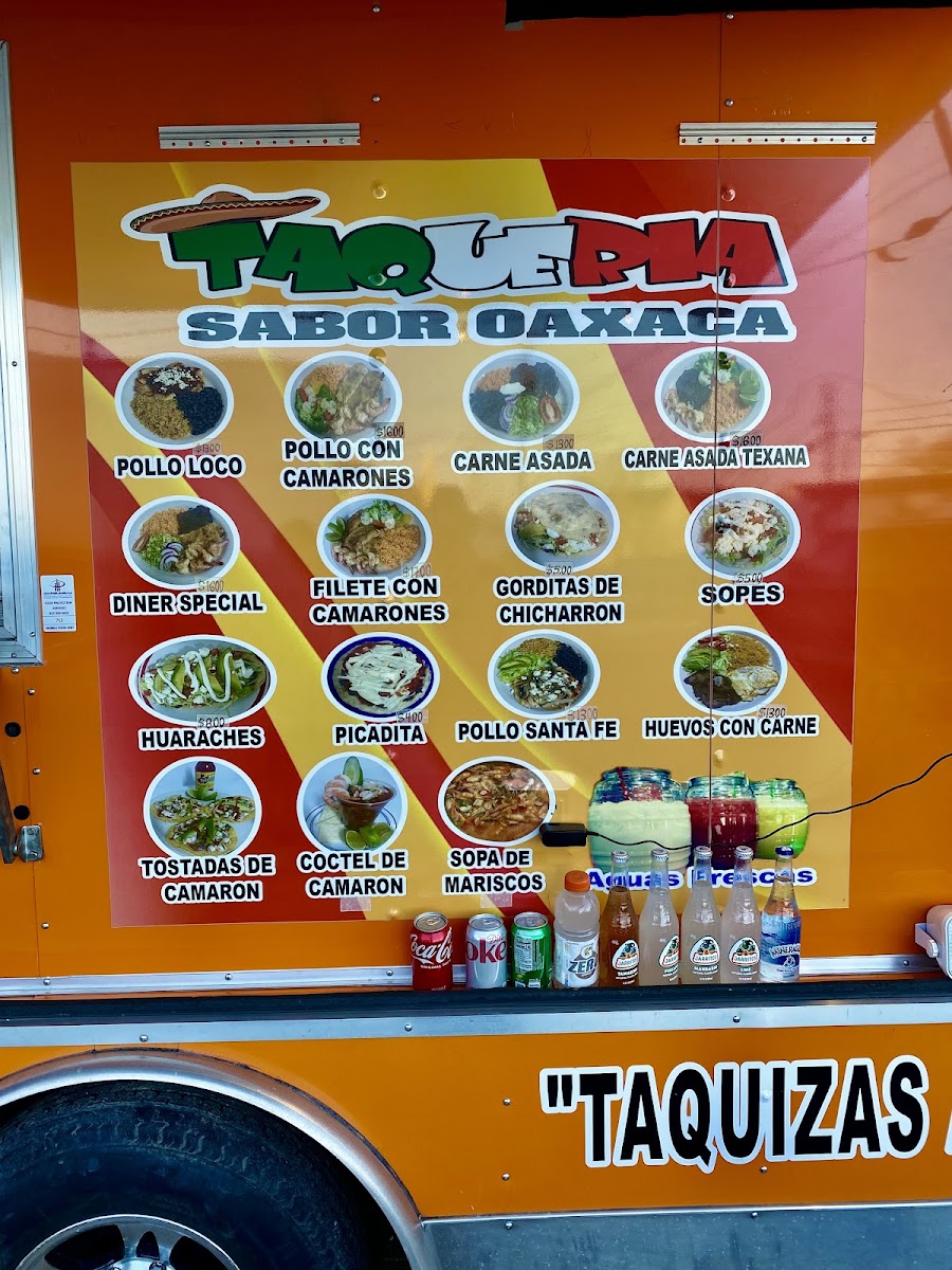 Taqueria Sabor Oaxaca menu board