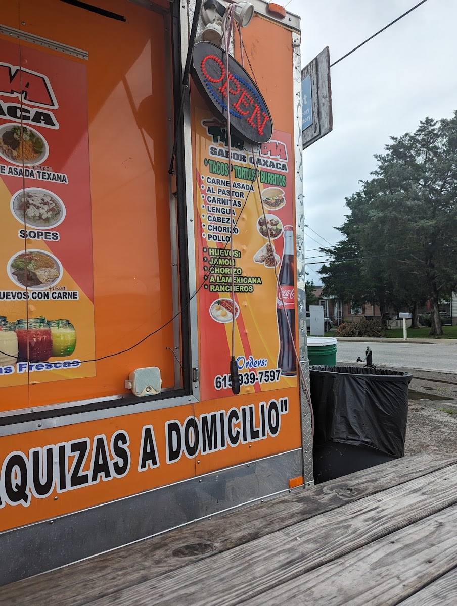 Taqueria Sabor Oaxaca menu board