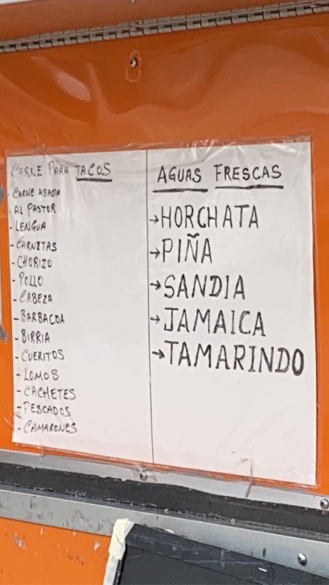 Taqueria Sabor Oaxaca menu board