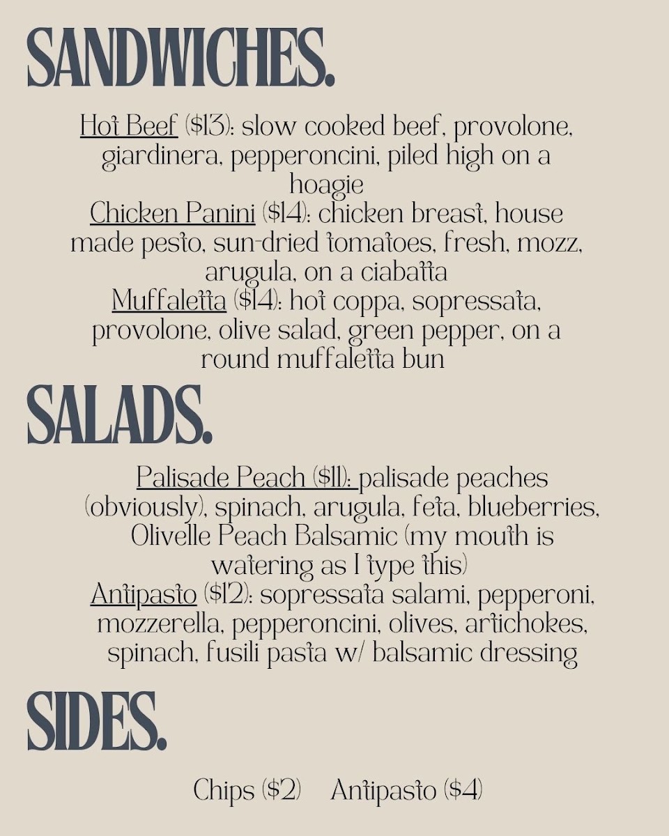 Spaghetti West menu board