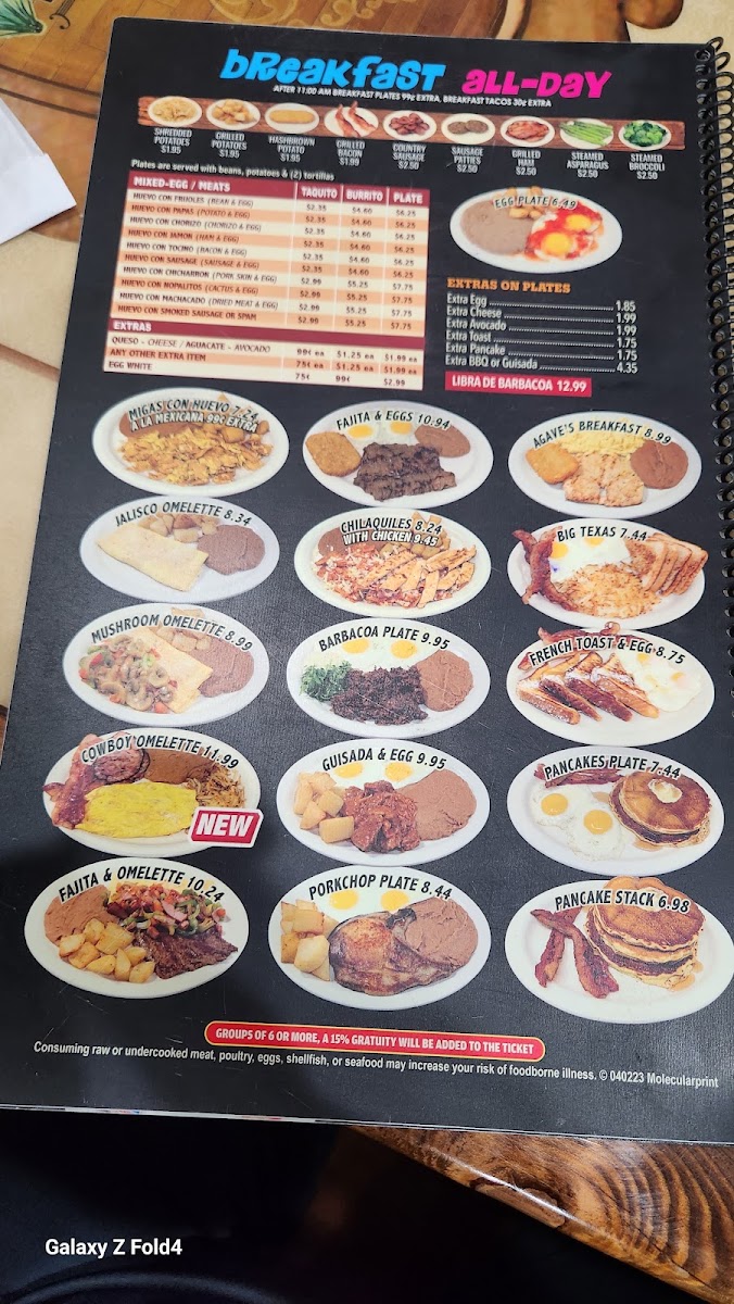 Agave Jalisco Yorktown menu board
