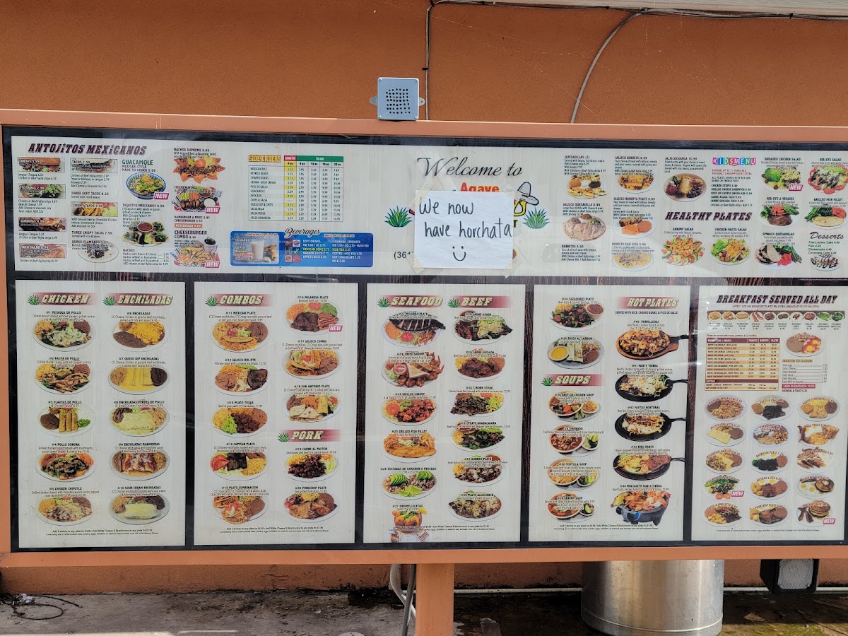 Agave Jalisco Yorktown menu board