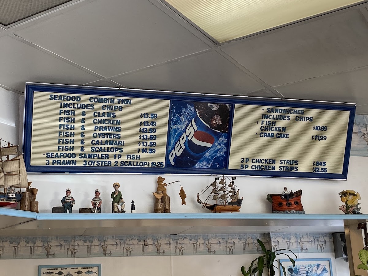 Tugboat Fish & Chips menu board