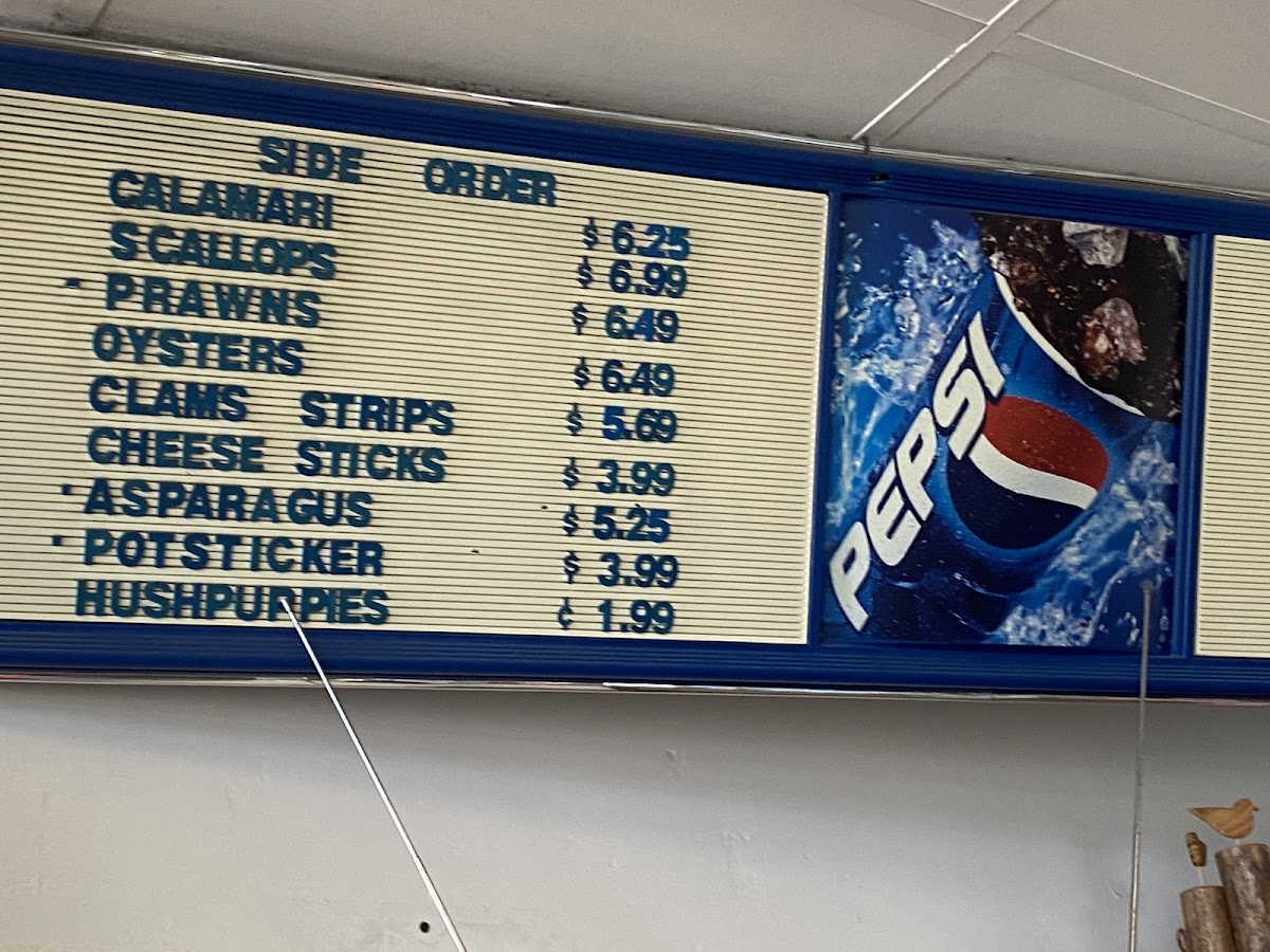 Tugboat Fish & Chips menu board