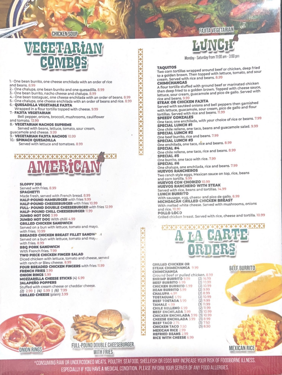Mexi-Wing VI menu board