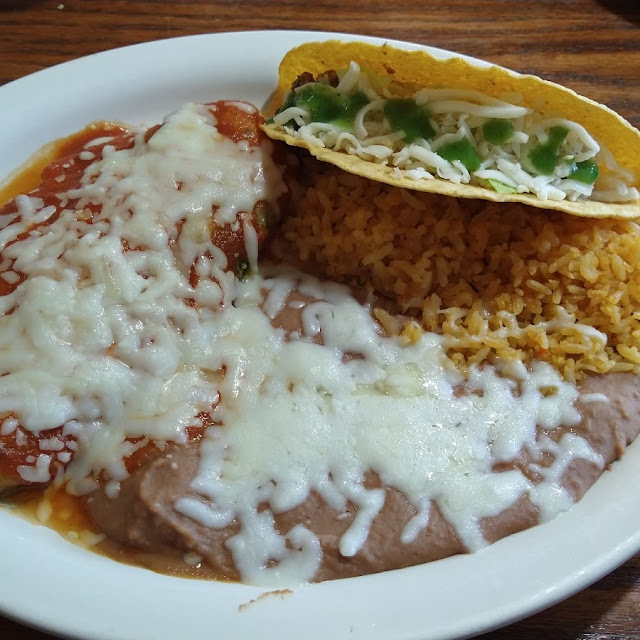 Chili Relleno and Taco with Refried Beans