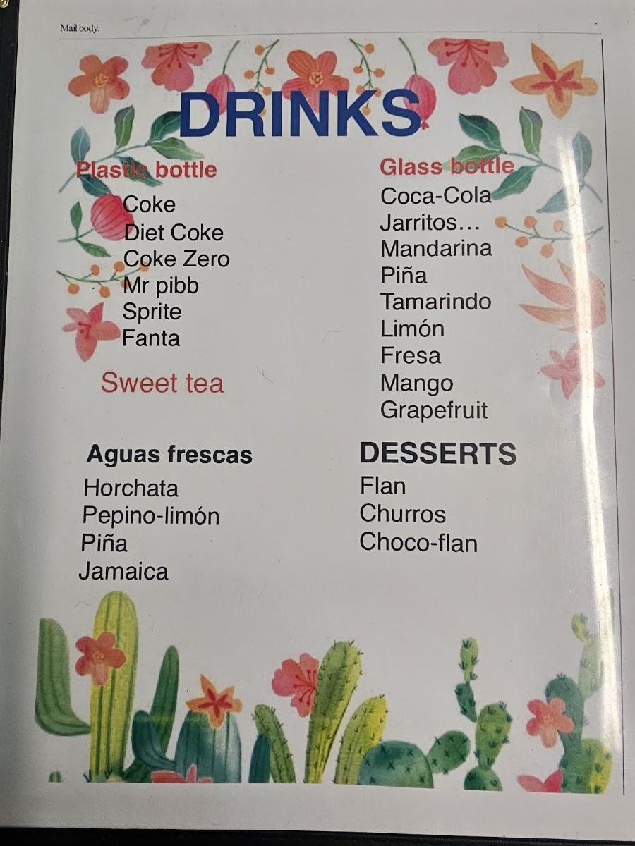 Bala's Mexican Restaurant menu board