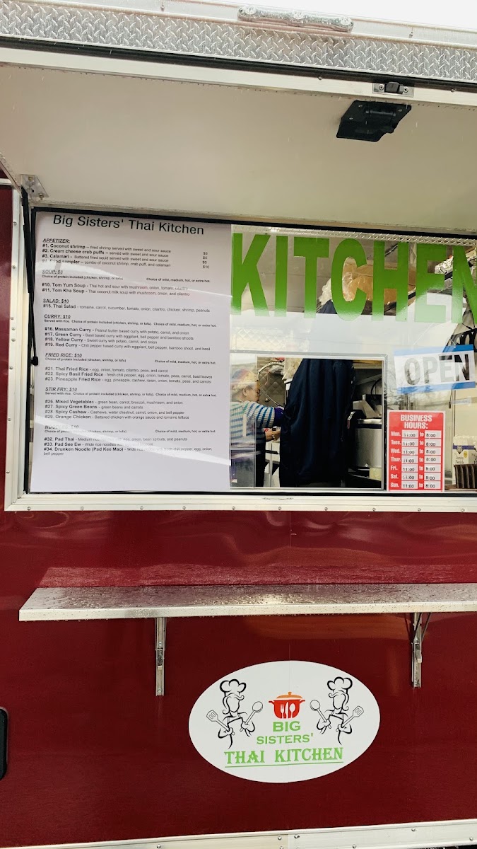 Big Sisters Thai Kitchen menu board