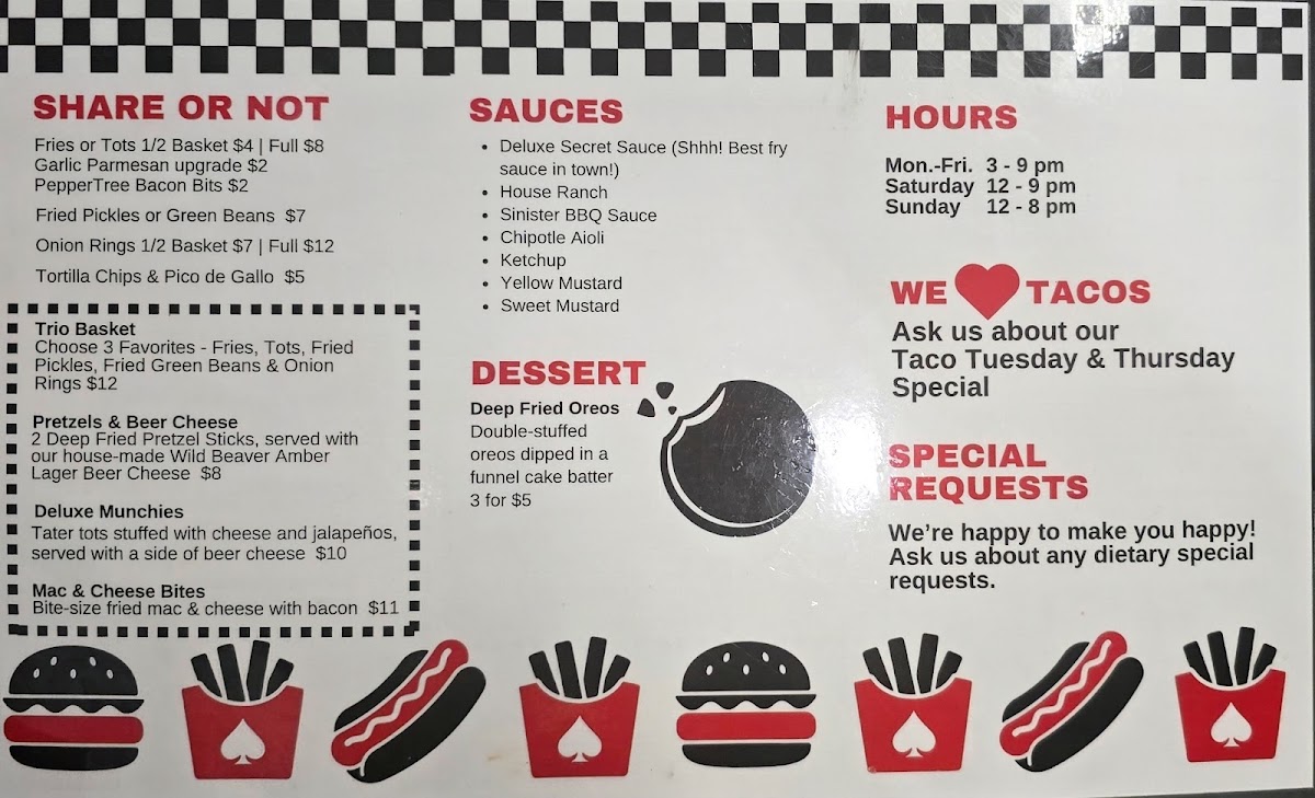 Deluxe Food Cart menu board