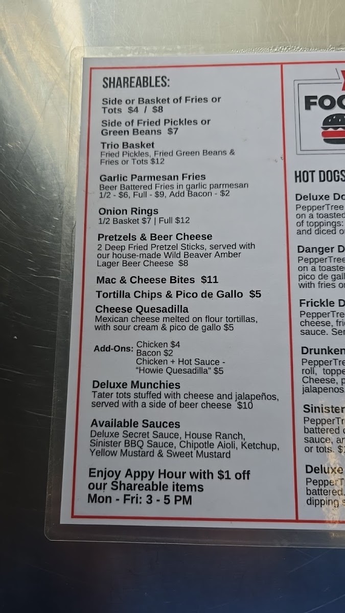Deluxe Food Cart menu board