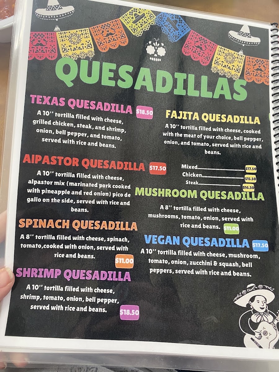 Mama Lupe Mexican Food menu board