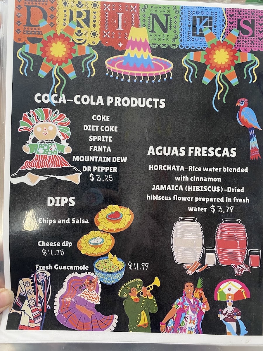 Mama Lupe Mexican Food menu board