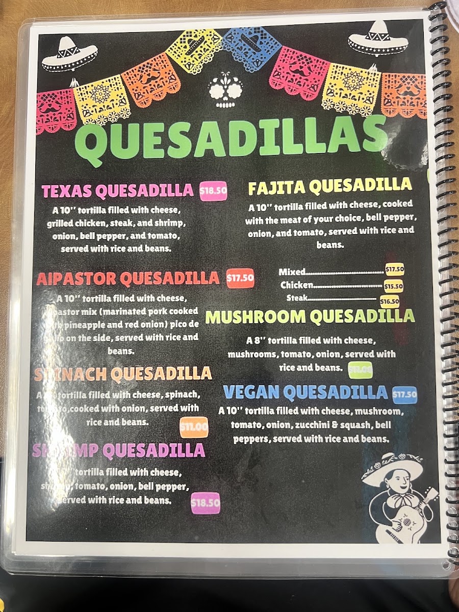 Mama Lupe Mexican Food menu board
