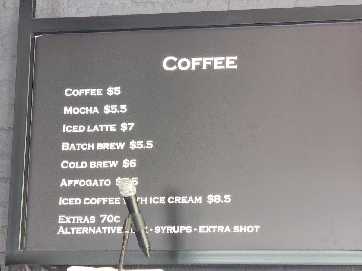 Ritual Cafe menu board