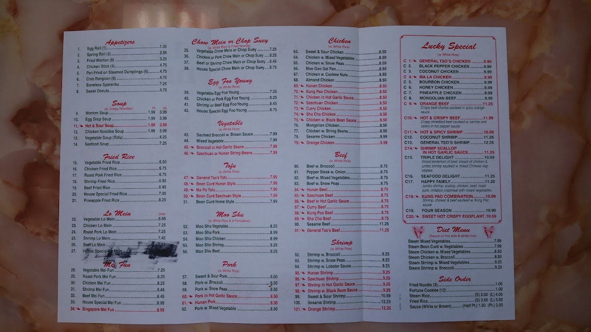 Lucky Dragon menu board