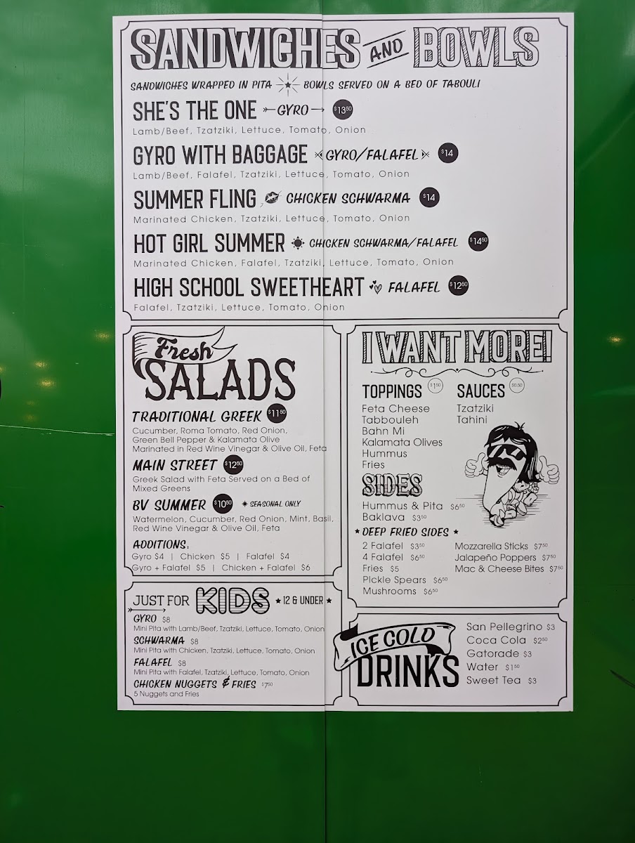 The Olive - Mediterranean Cuisine menu board