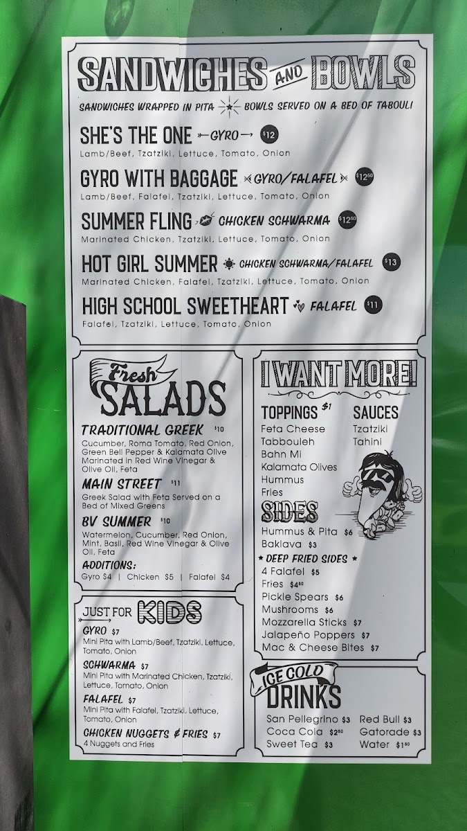 The Olive - Mediterranean Cuisine menu board