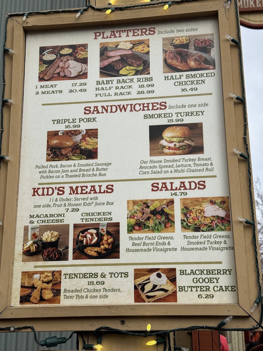 Rivertown Smokehouse menu board