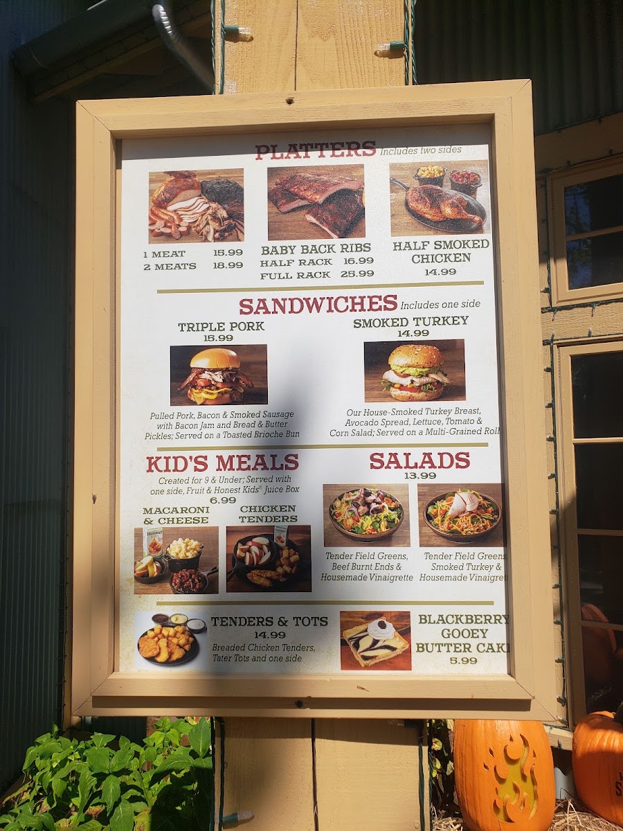 Rivertown Smokehouse menu board