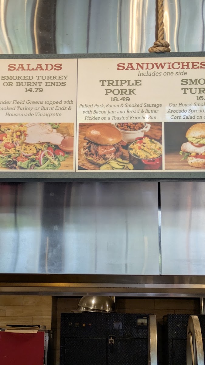 Rivertown Smokehouse menu board