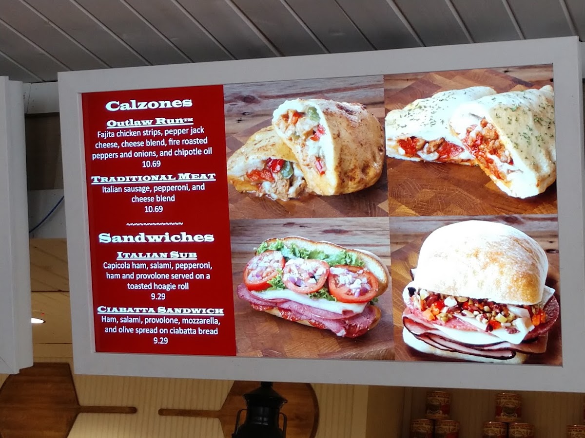 Crossroads Pizza menu board