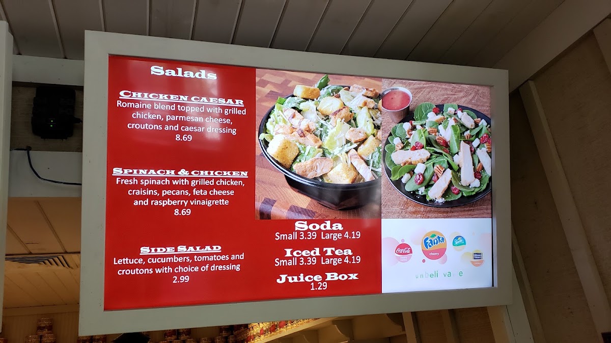 Crossroads Pizza menu board