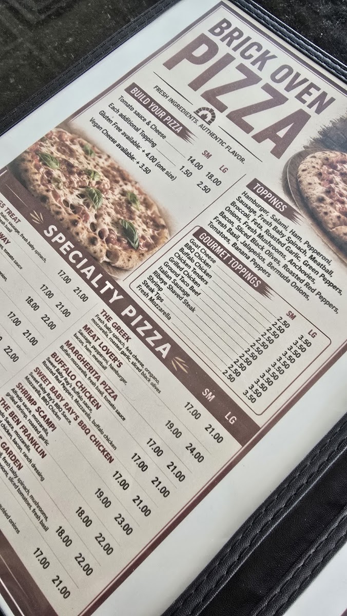 Kings Brick Oven Pizza & Pub menu board