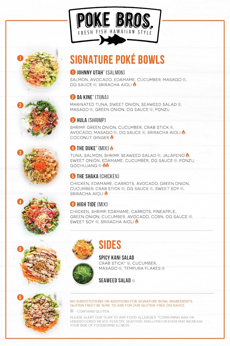Poke Bros. menu board