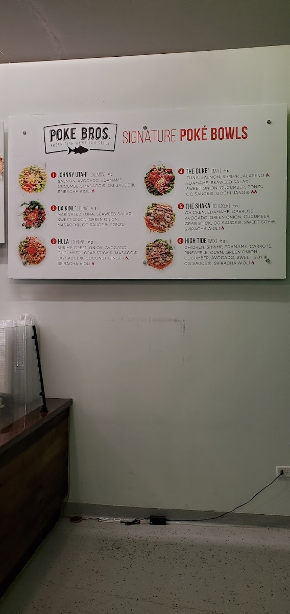 Poke Bros. menu board