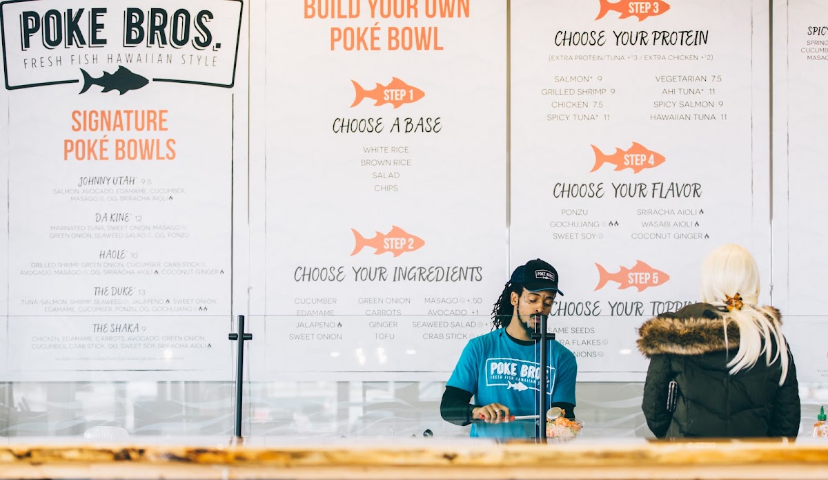 Poke Bros. menu board