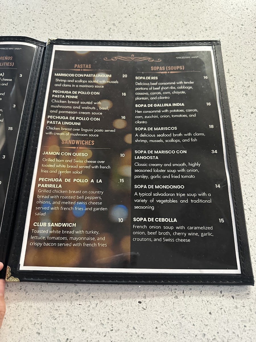 Delicias latina menu board