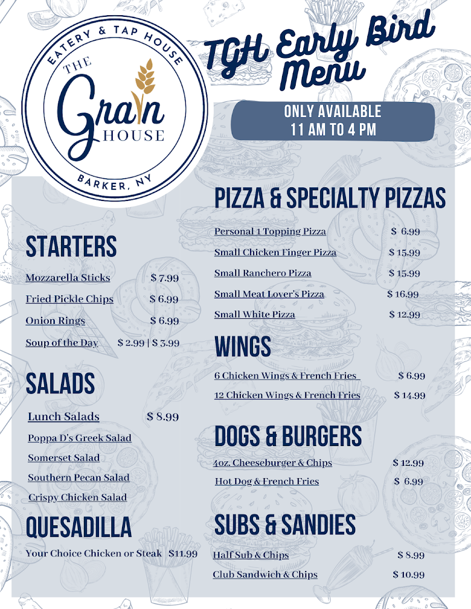 The Grain House menu board