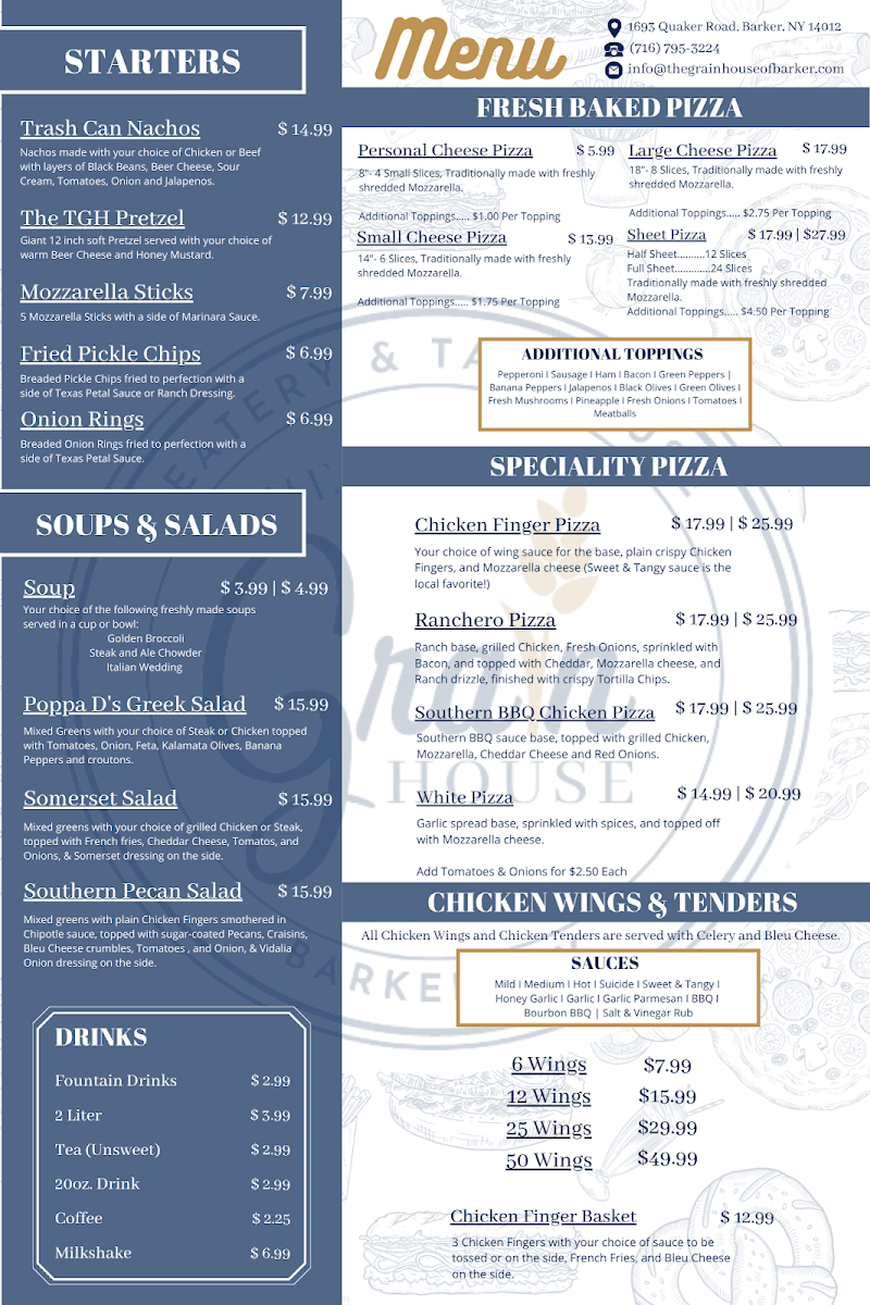 The Grain House menu board