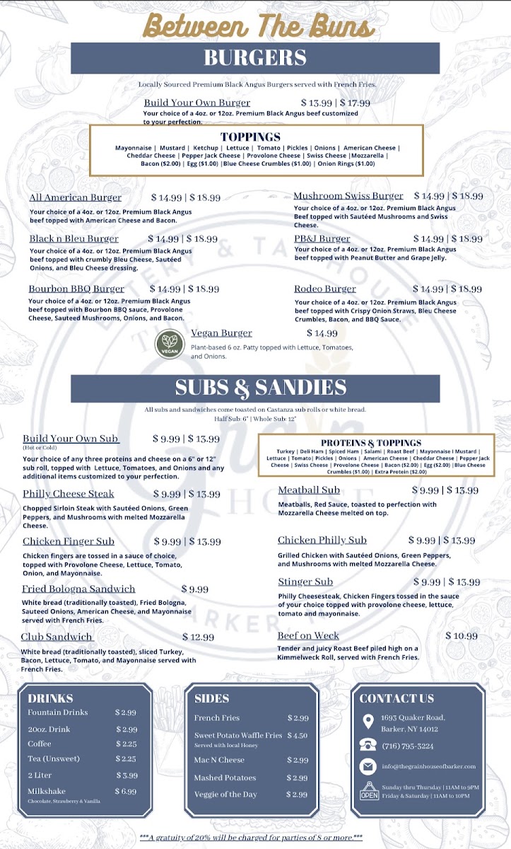 The Grain House menu board