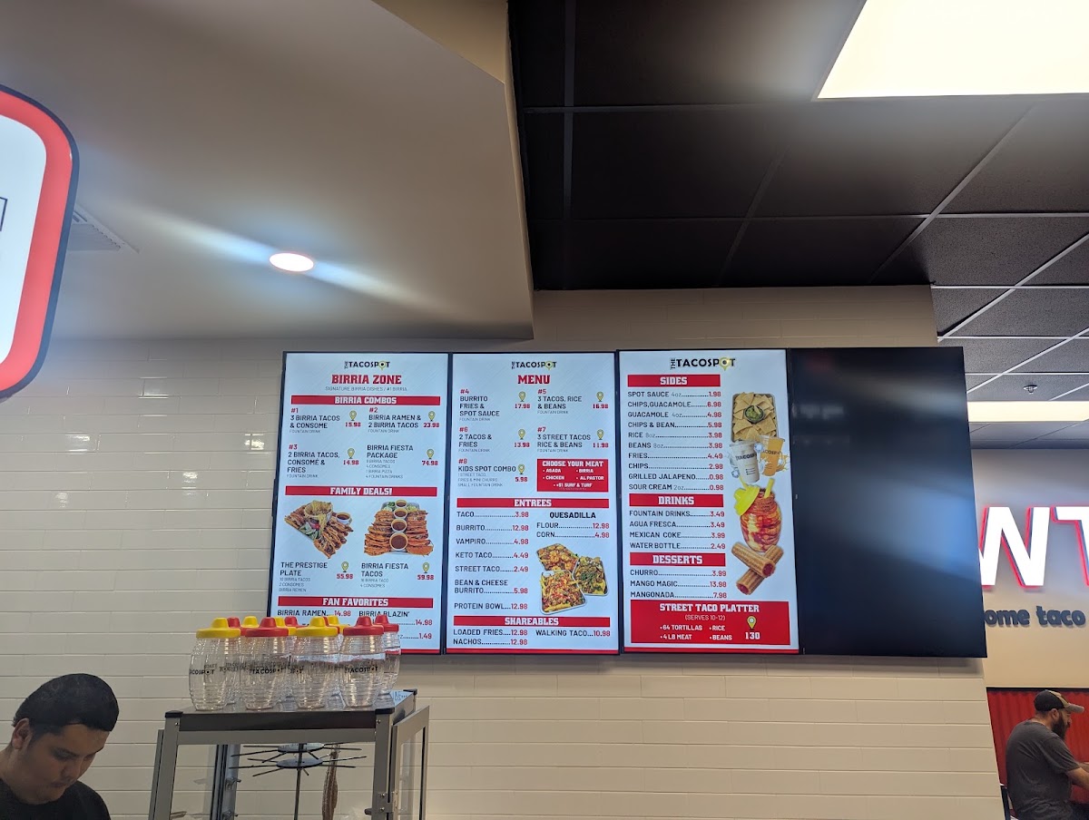 Taco Spot - San Tan menu board