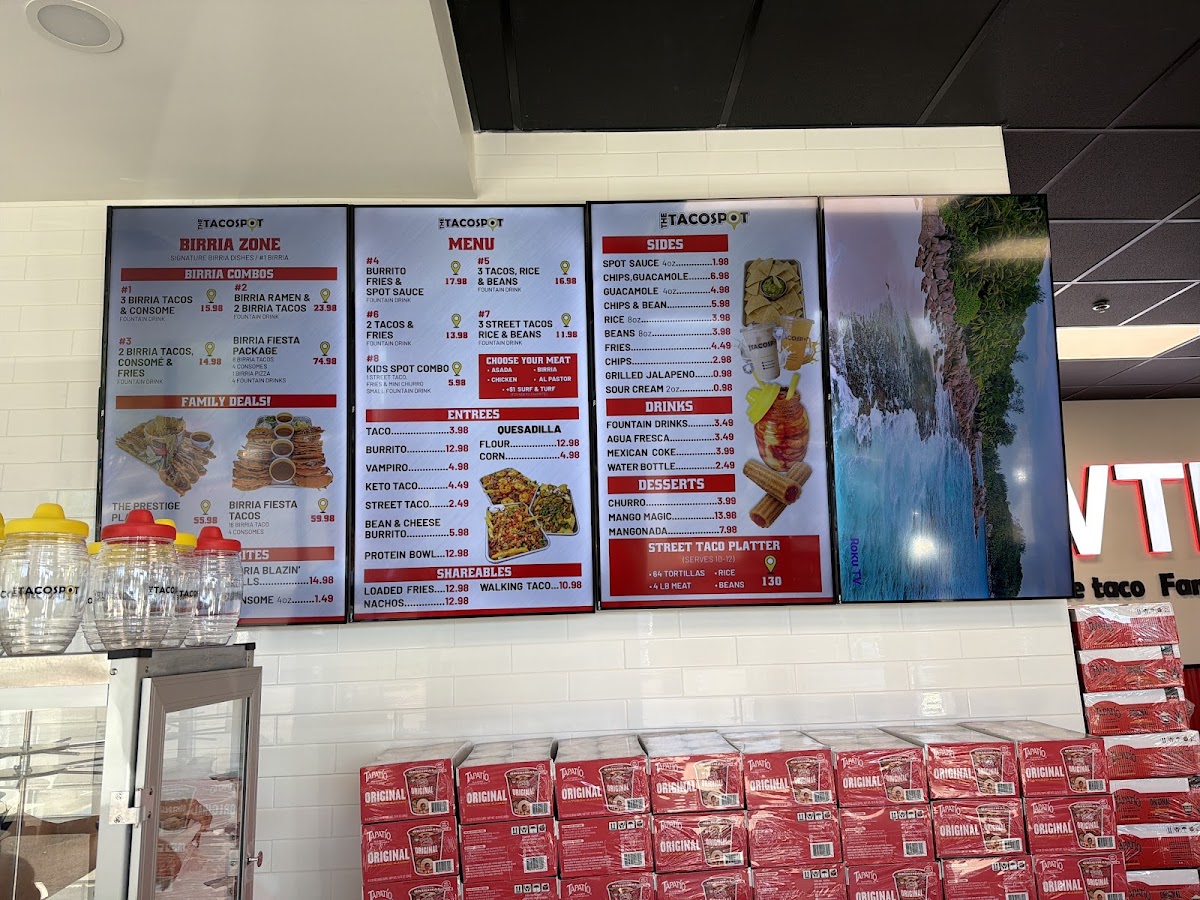 Taco Spot - San Tan menu board