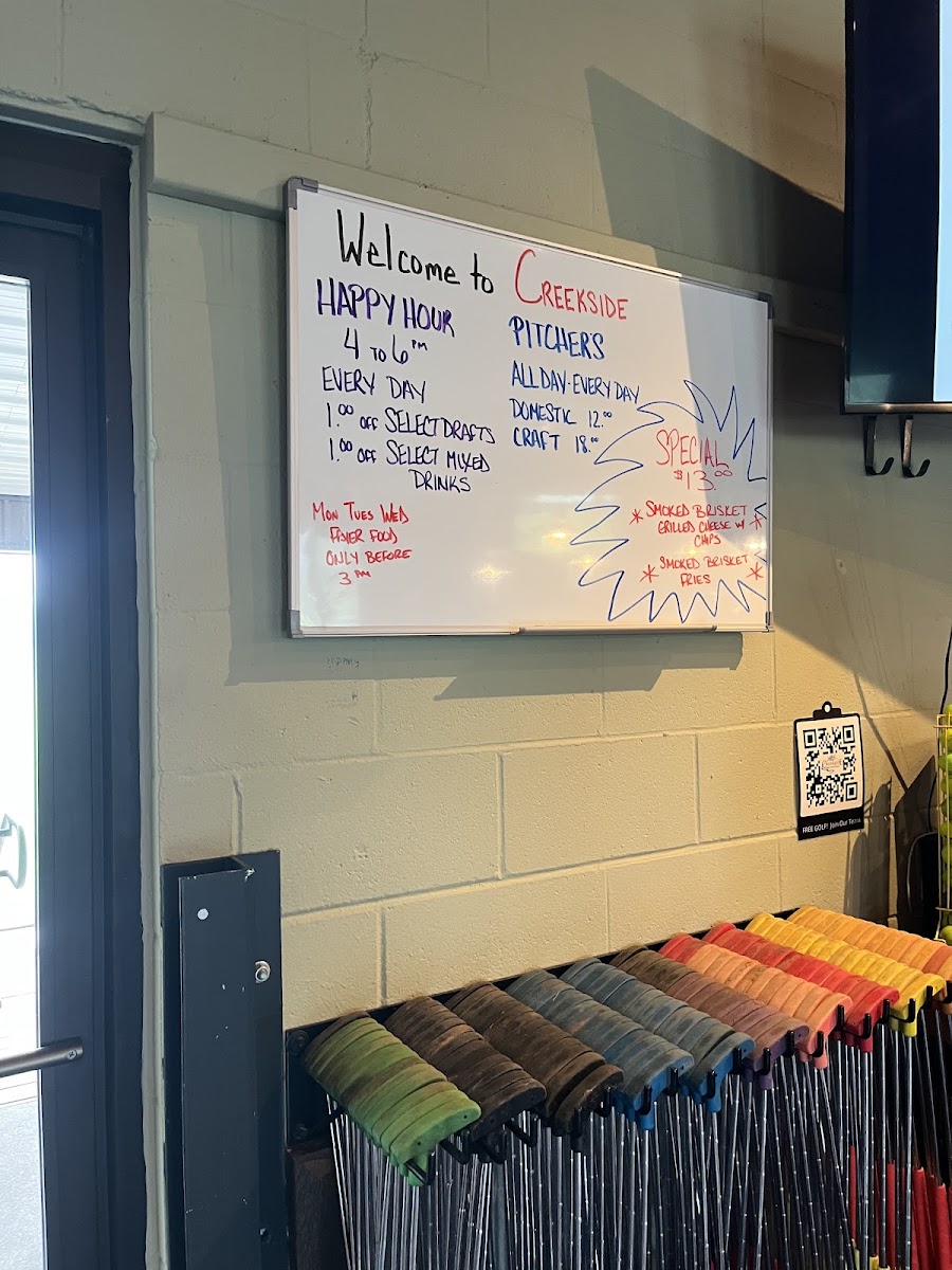 Creekside at Liberty Forge menu board