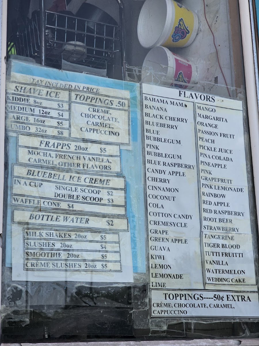 Sno Biz menu board