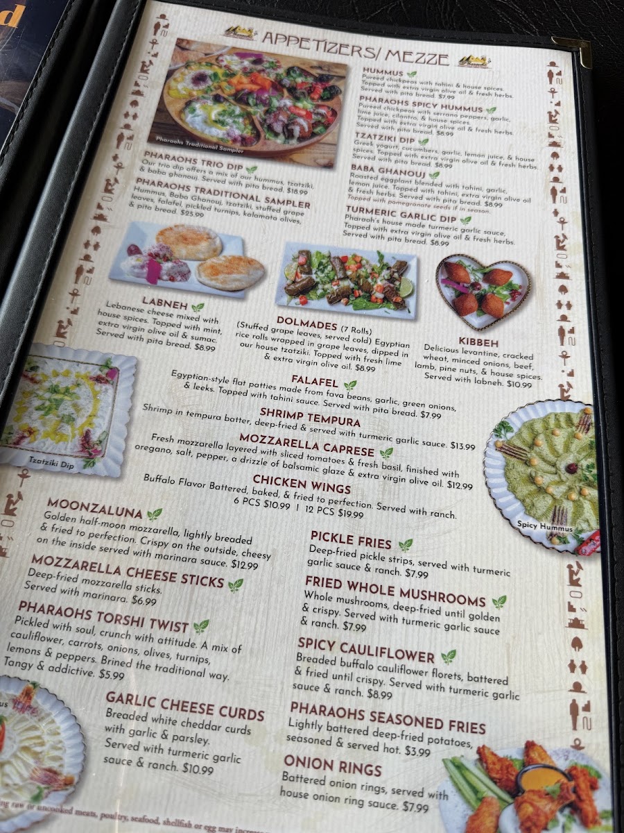 Pharaoh’s Restaurant & Bar menu board