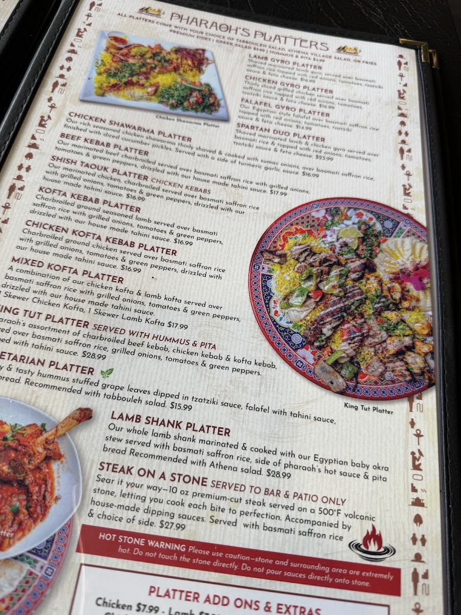 Pharaoh’s Restaurant & Bar menu board