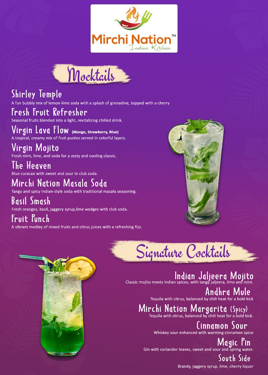 Mirchi Nation-Indian Kitchen menu board