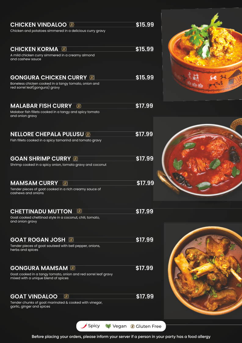 Mirchi Nation-Indian Kitchen menu board