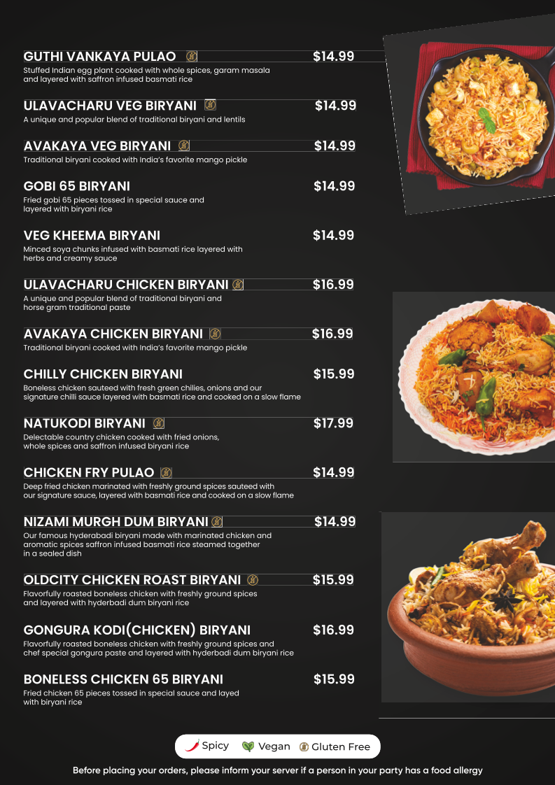 Mirchi Nation-Indian Kitchen menu board