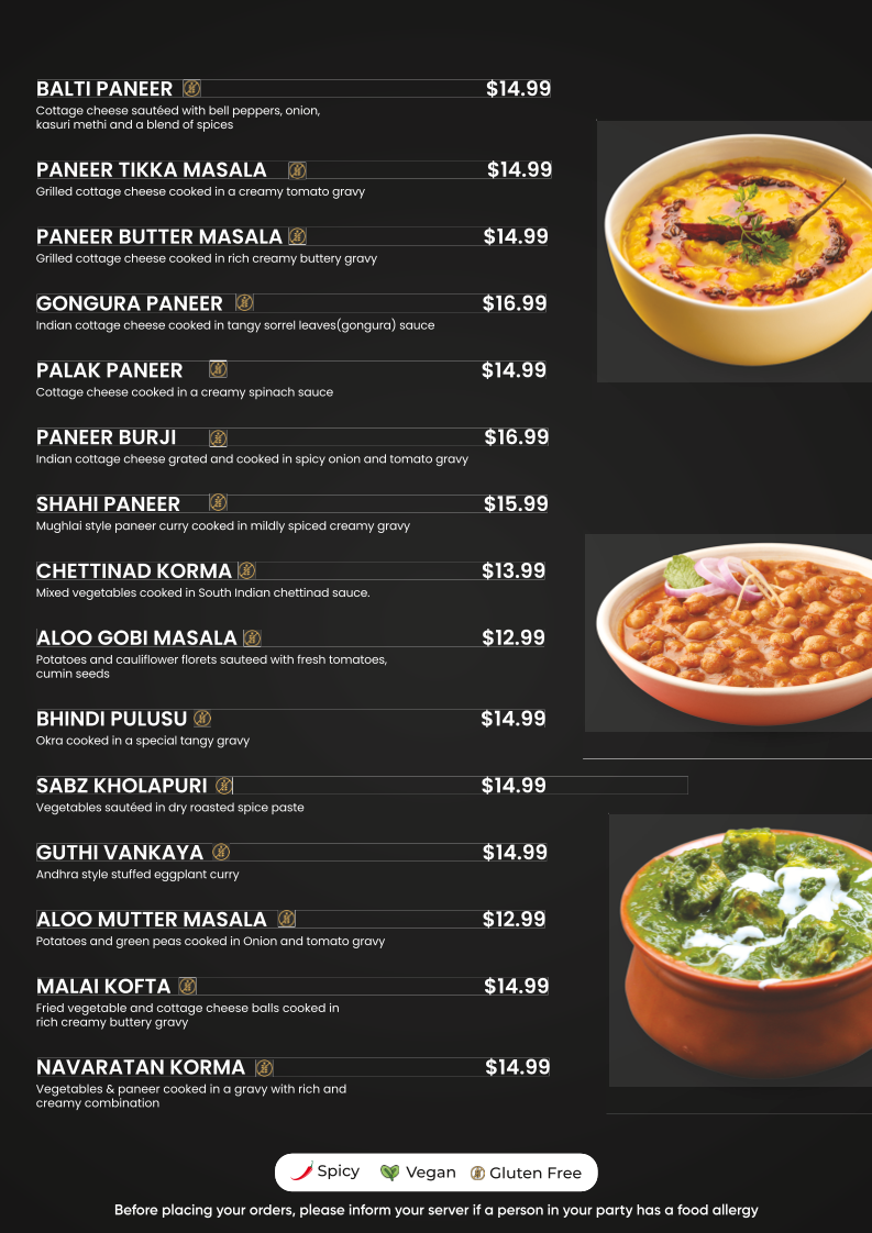 Mirchi Nation-Indian Kitchen menu board