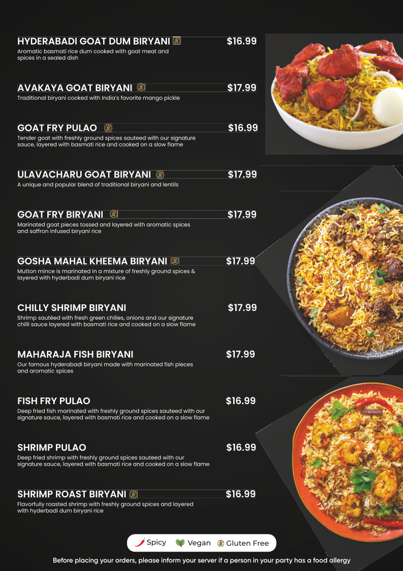 Mirchi Nation-Indian Kitchen menu board