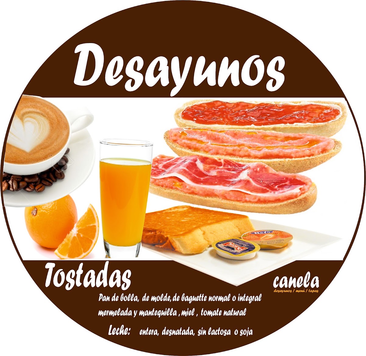 Cafetería Canela menu board