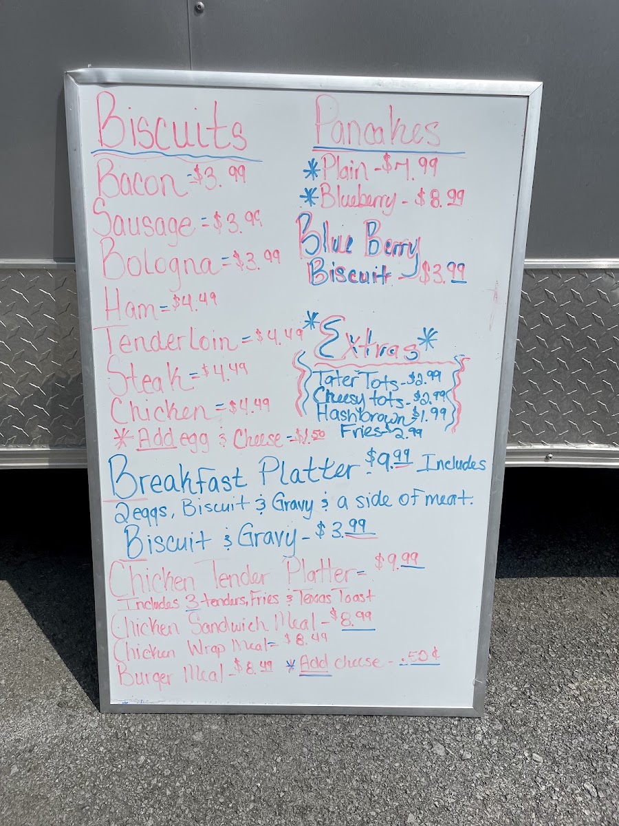 Tammy’s Homemade Biscuits menu board