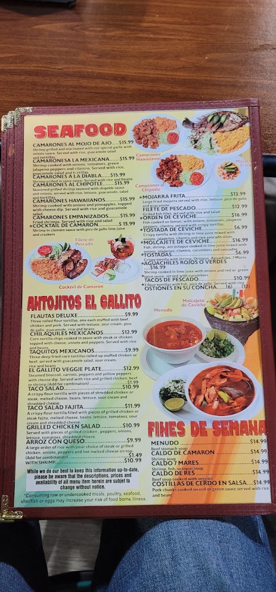 El Gallito Super Taqueria #4 menu board